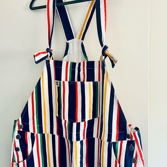 NWT Lucy & Yak Reuben Dungarees Organic Twill Brighton Stripe Size 22L - Picture 3 of 11